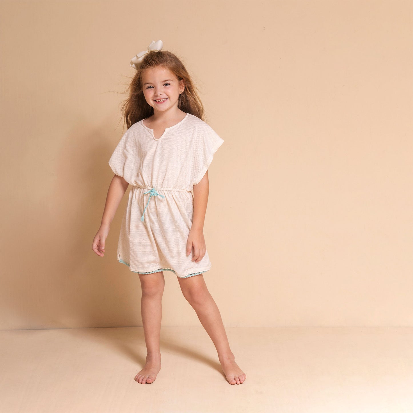 Salidita london natural con pompon verde agua