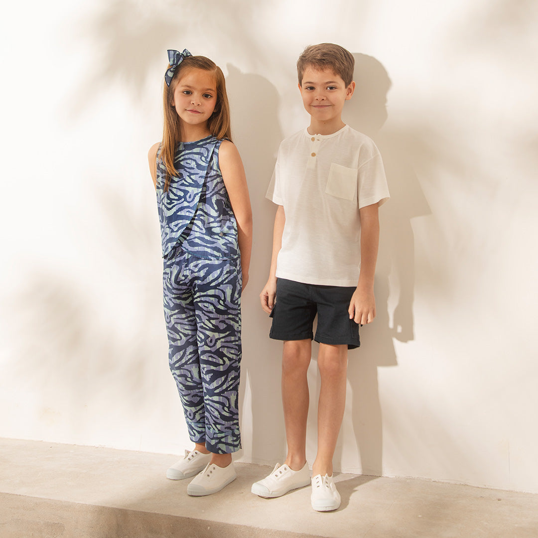 Blusa Kiara Print Azul Y Aqua