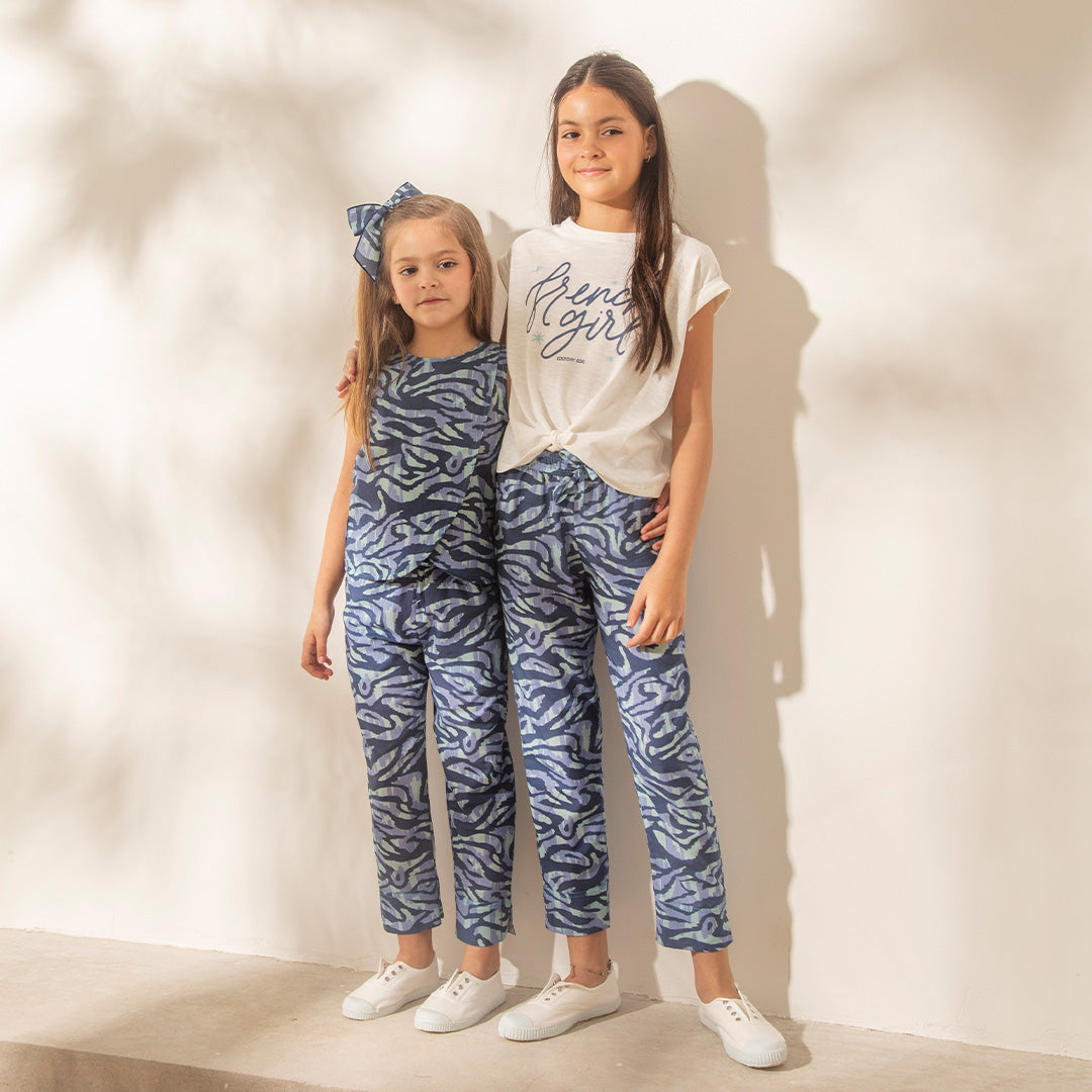 Babucha Lucia Print Azul y Aqua