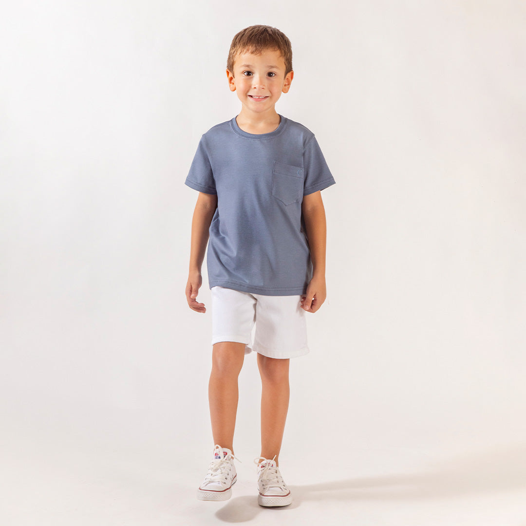 Remera Varón Con Bolsillo Azul Denim