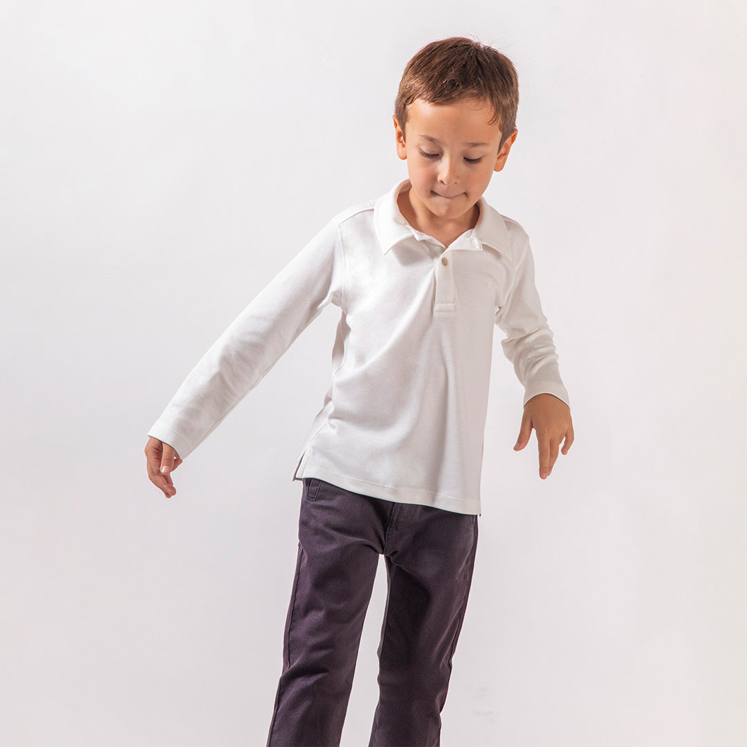 Remera Polo Manga Larga Natural