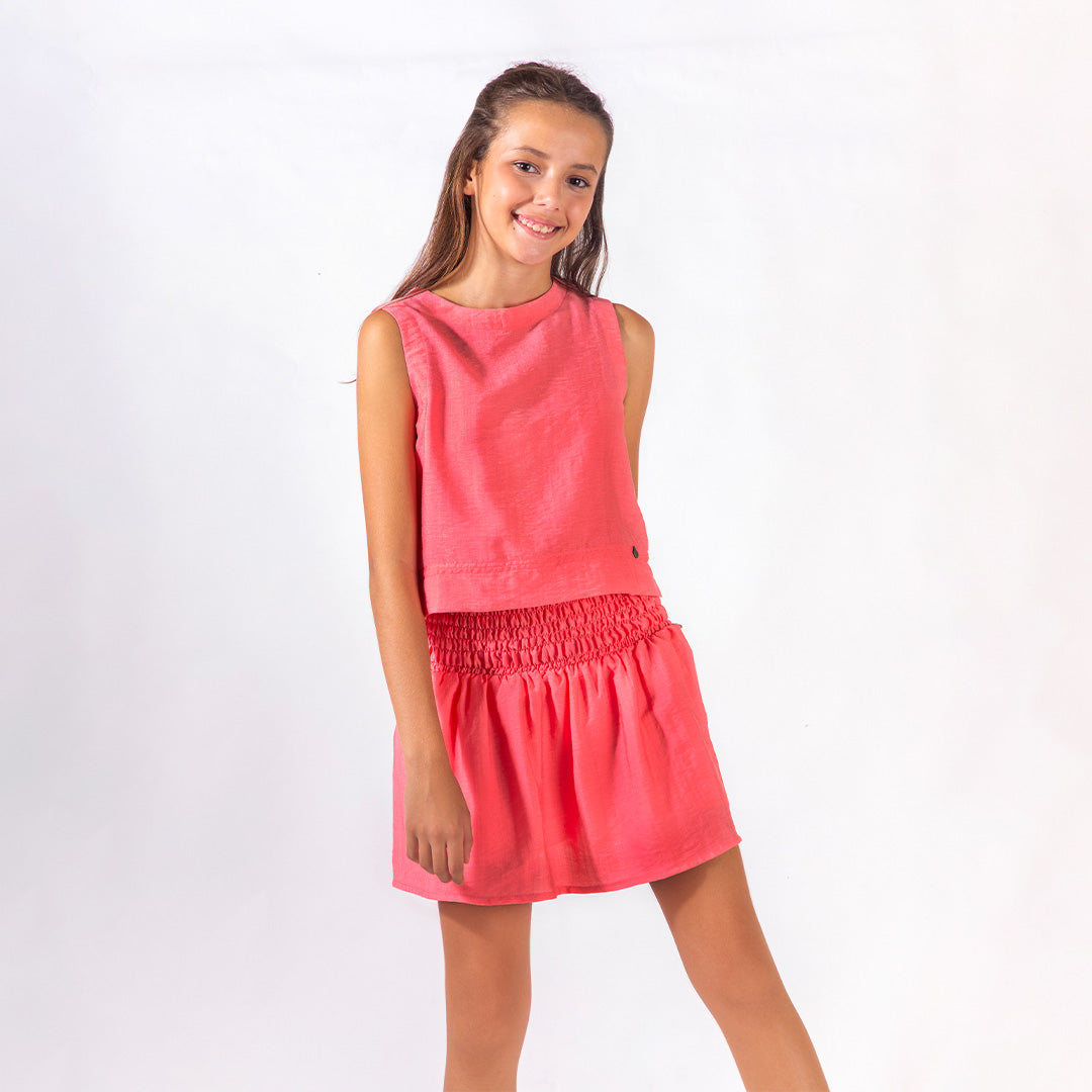 Pollera Bruna Brillito Coral