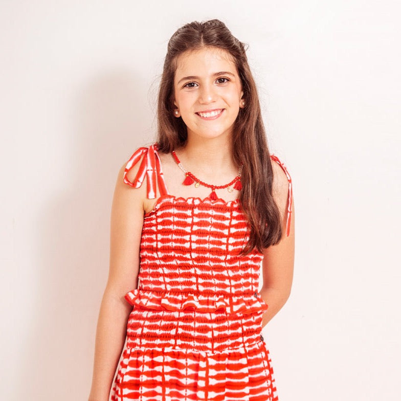 Top Engomado batik rojo