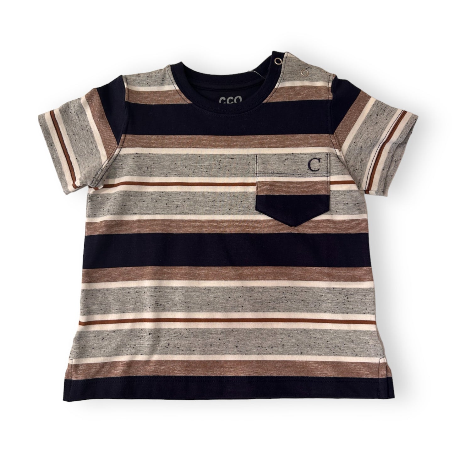 Remera rayas azul y gris