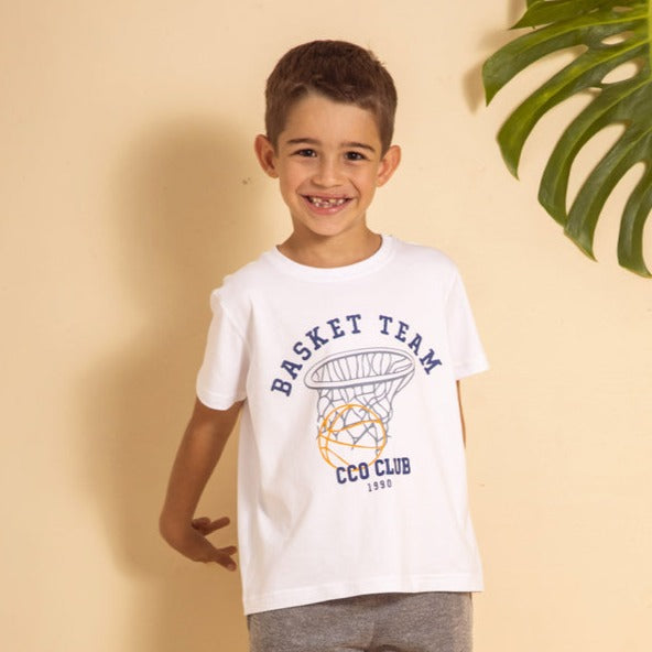 Remera Varon Basket Blanco