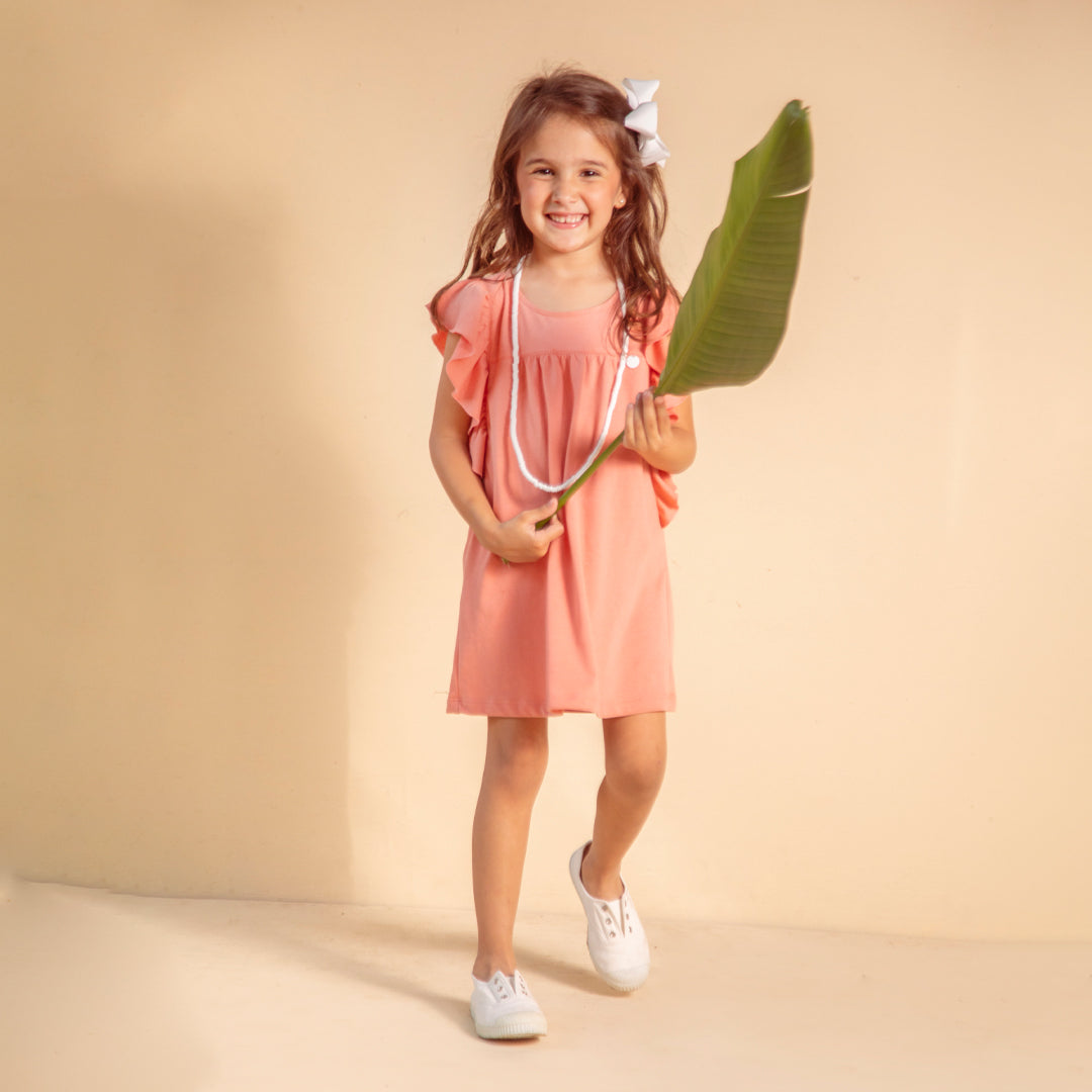 Vestido volados jersey rosa