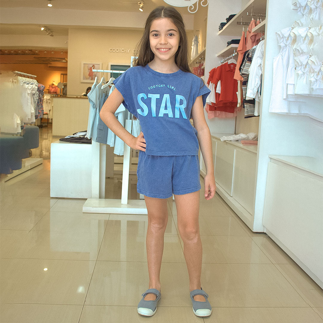 Remera Merci Batik Azul