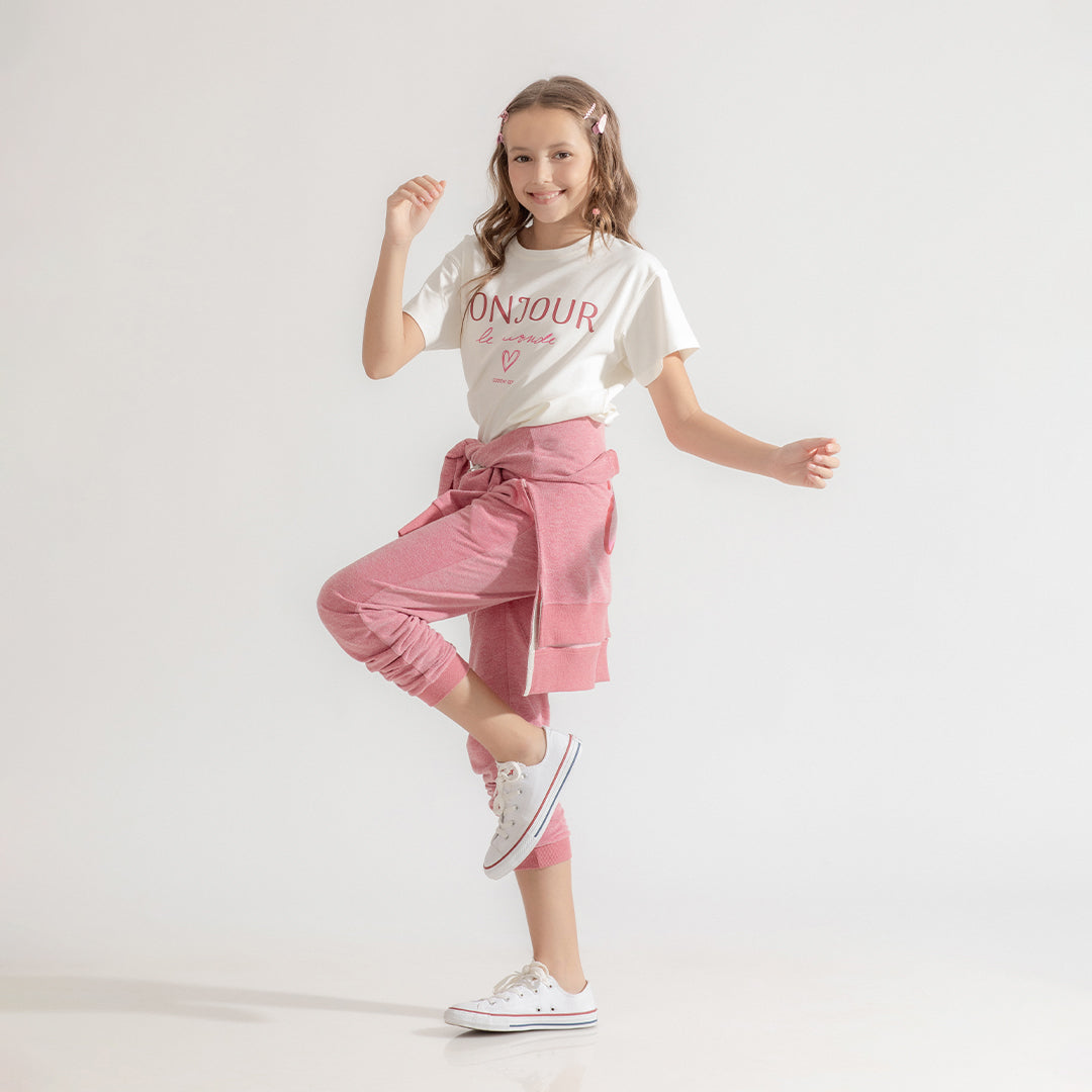 Remera Bonjour wild natural manga corta