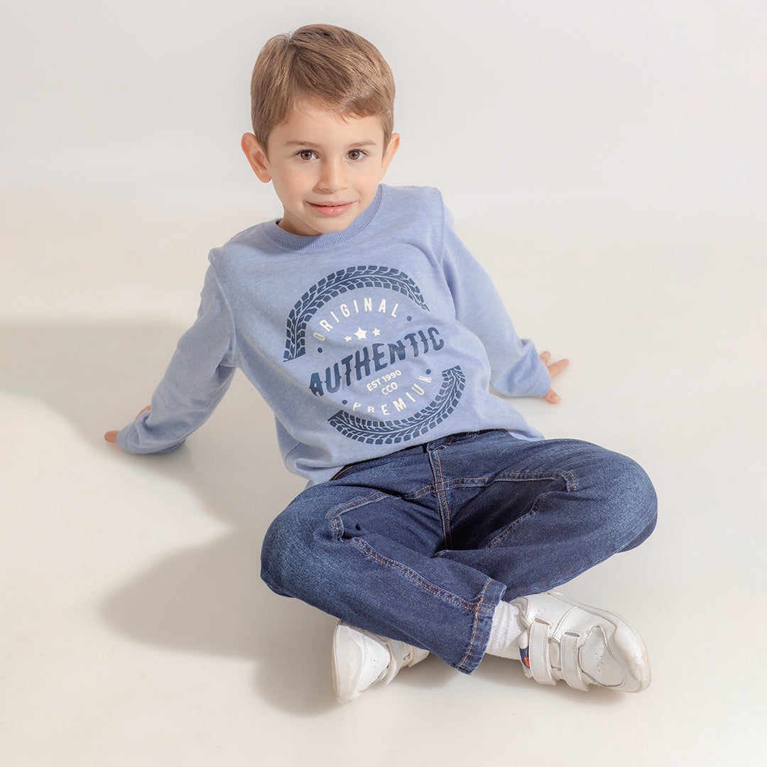 Remera authentic celeste mangas largas