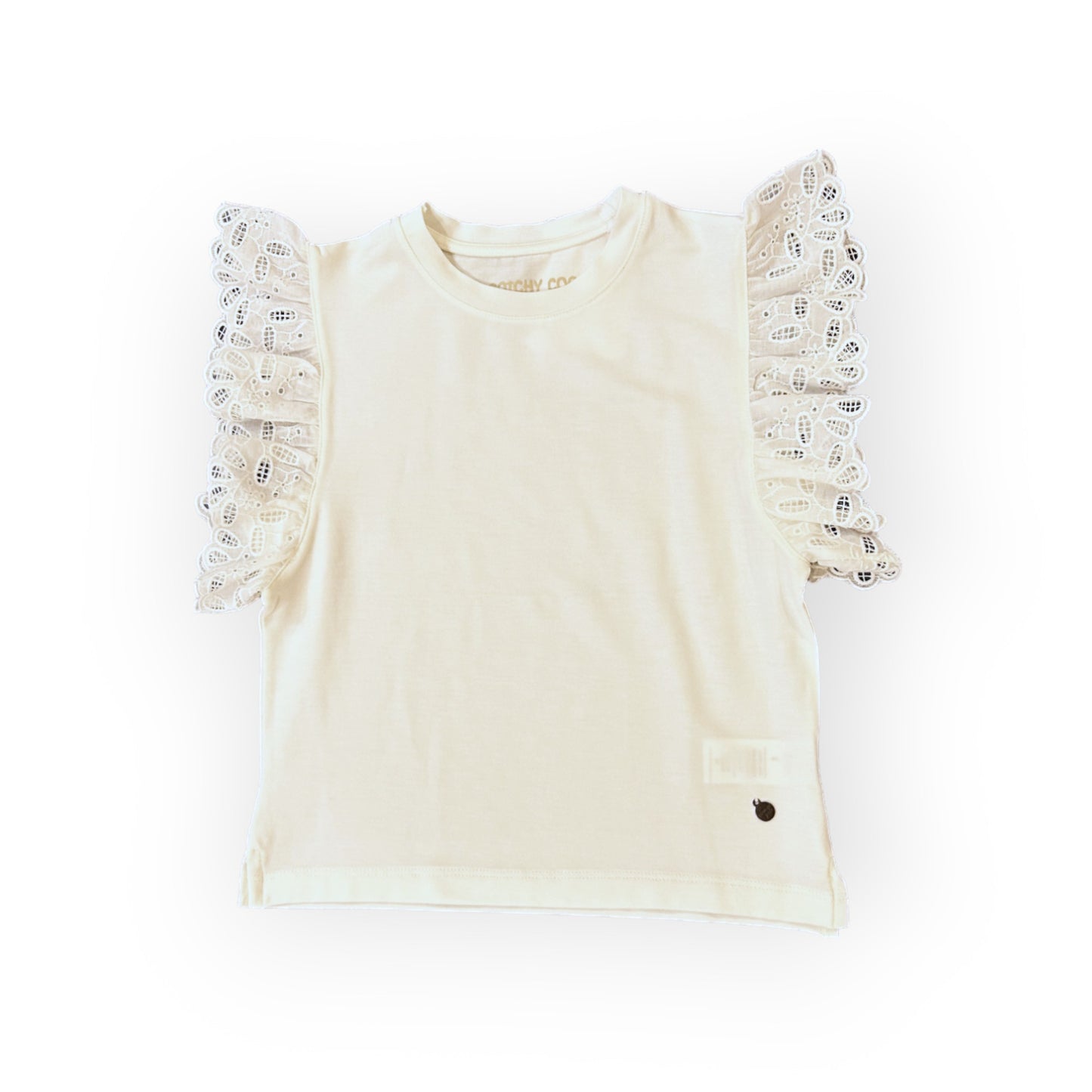 Remera volados puntilla natural