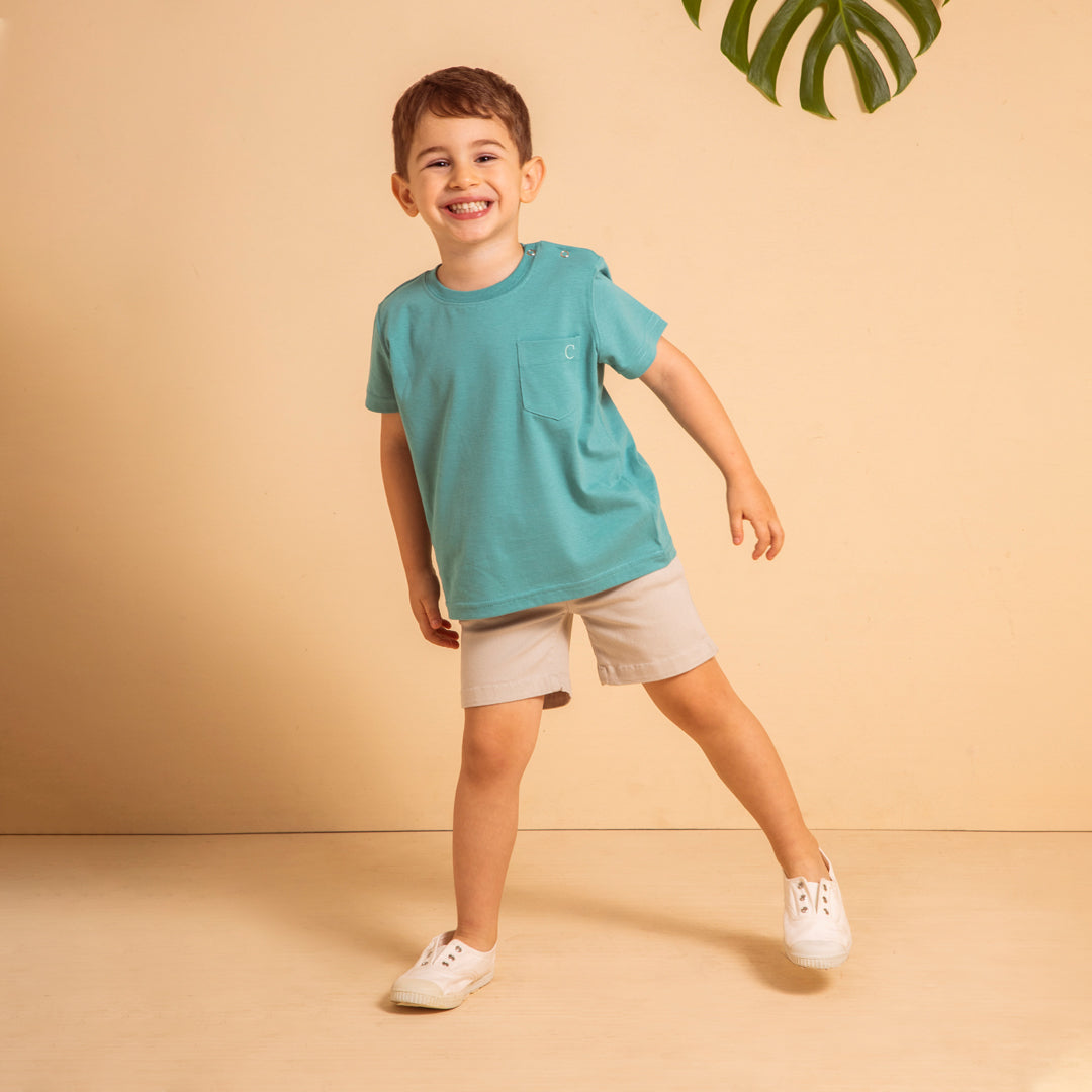 Remera Varon con bolsillo verde