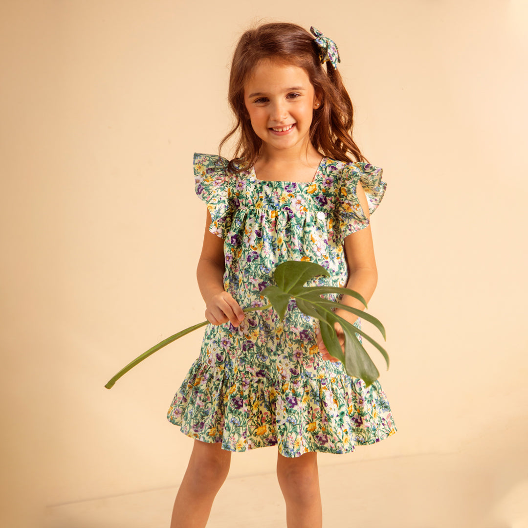 Vestido Canesu flores Verde