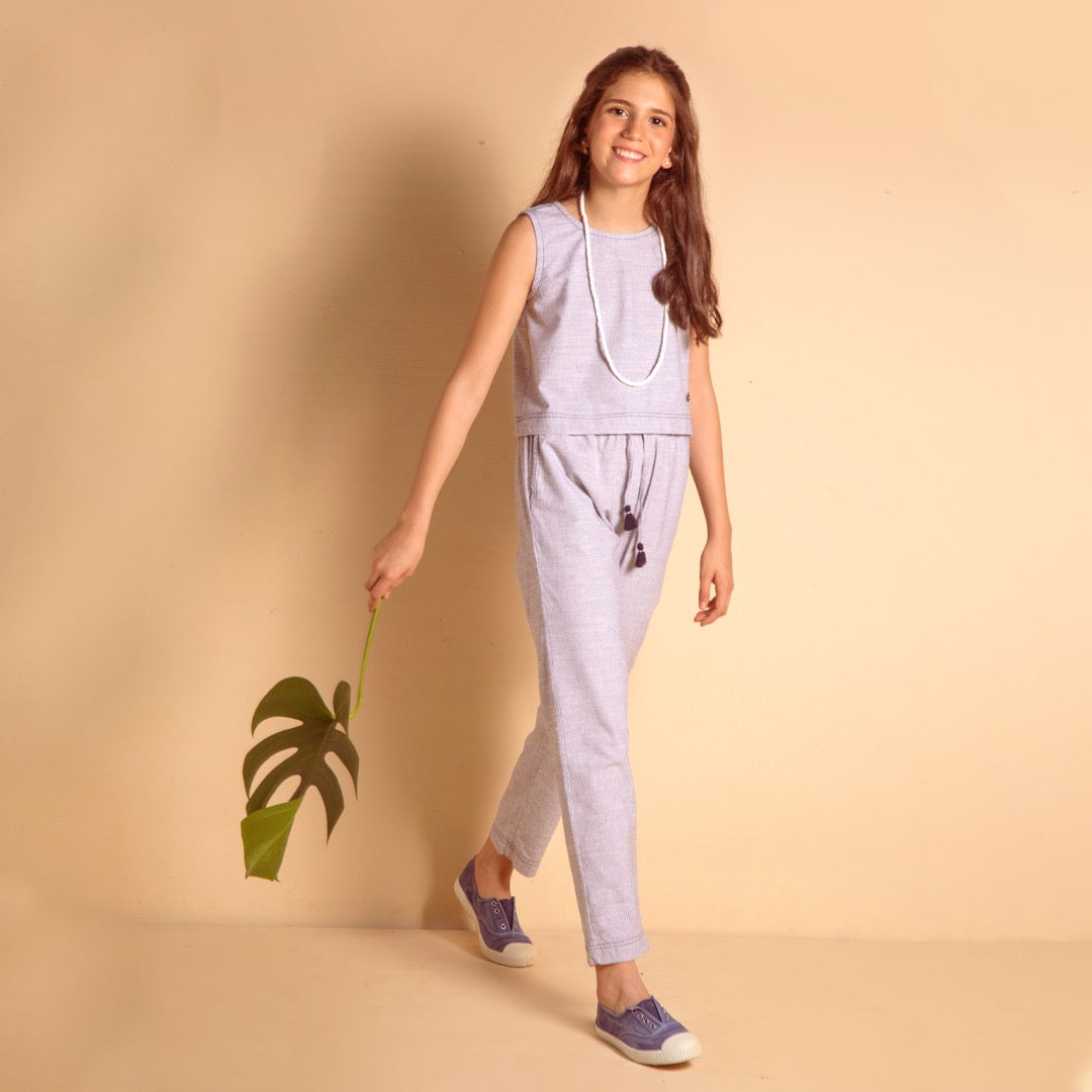 Blusa Lazo Mil Rayas Gris