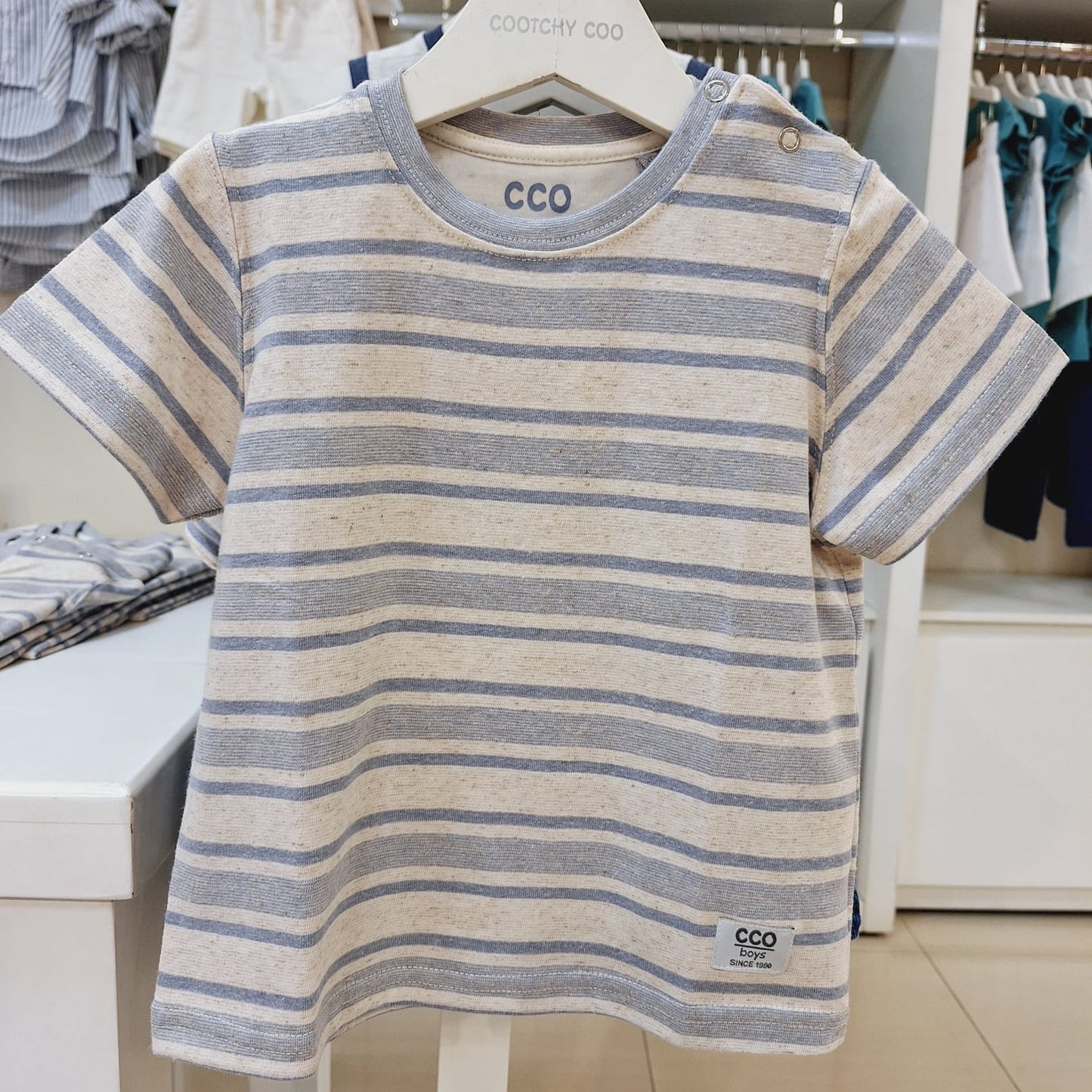 Remera varon rayas gris natural