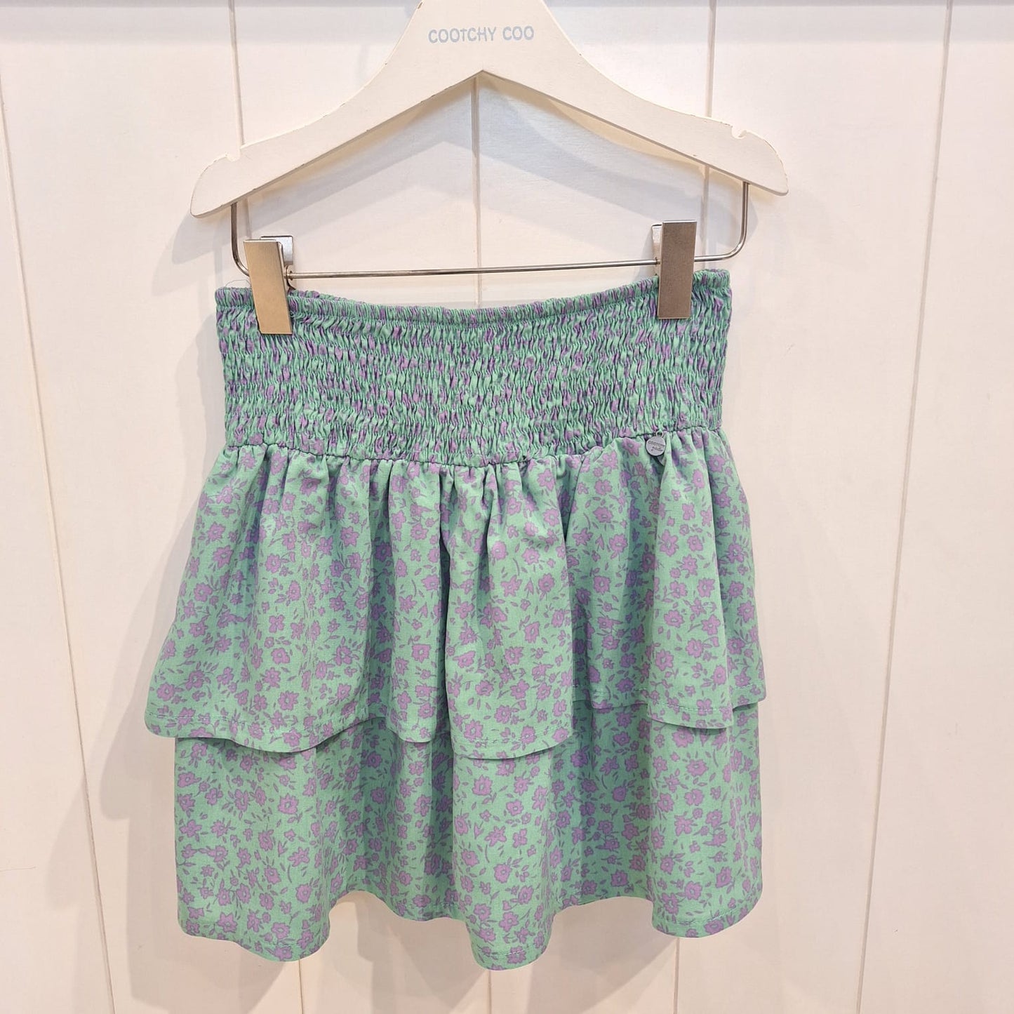 Short pollera flores verdes