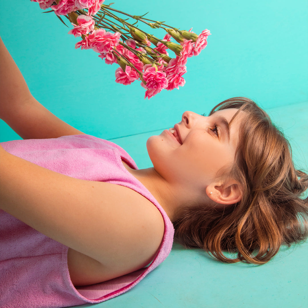 Mameluco towel moños rosa