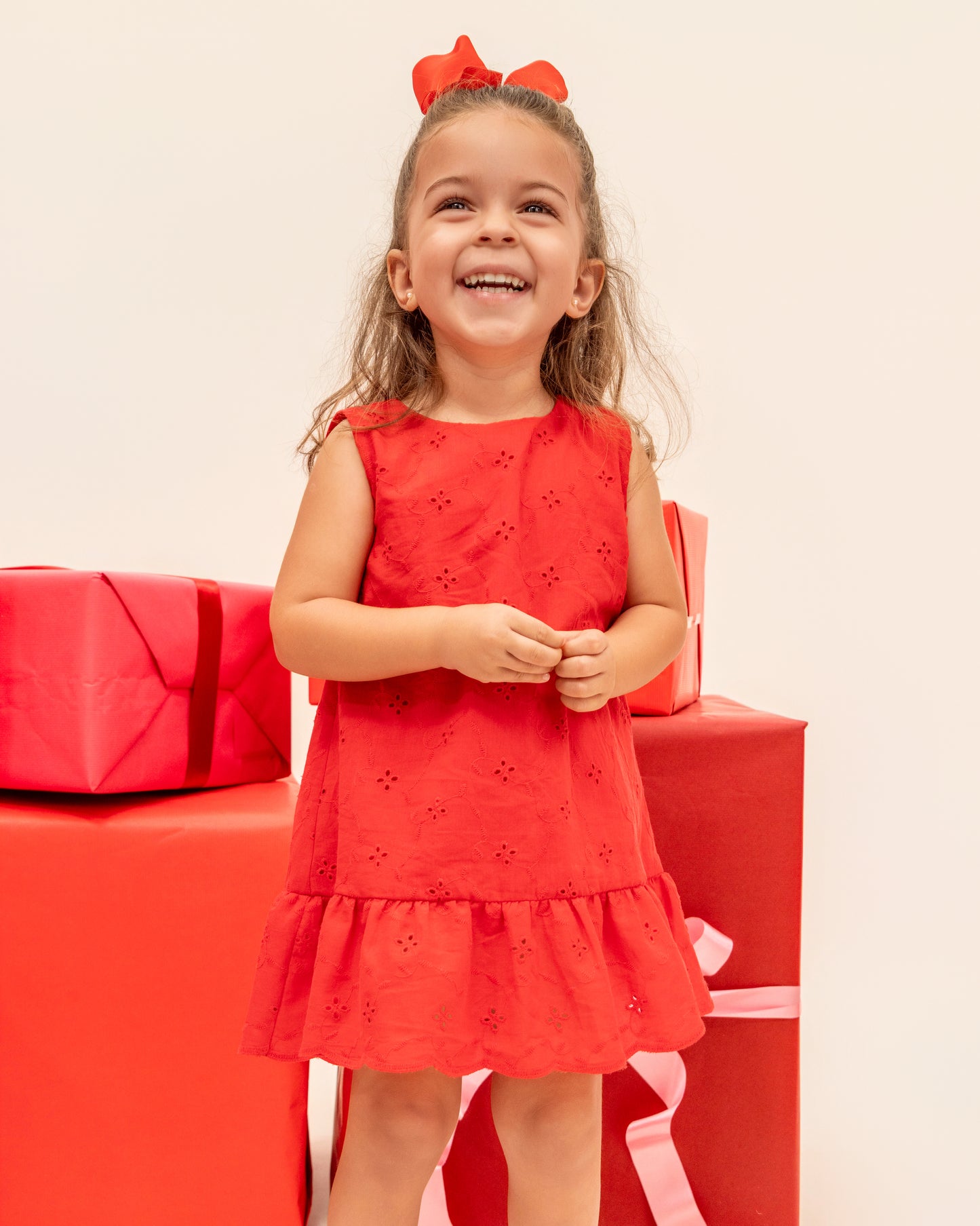 Vestido Florencia Broderie Rojo