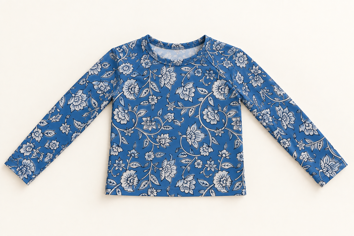 Remera de Playa Floral Celeste
