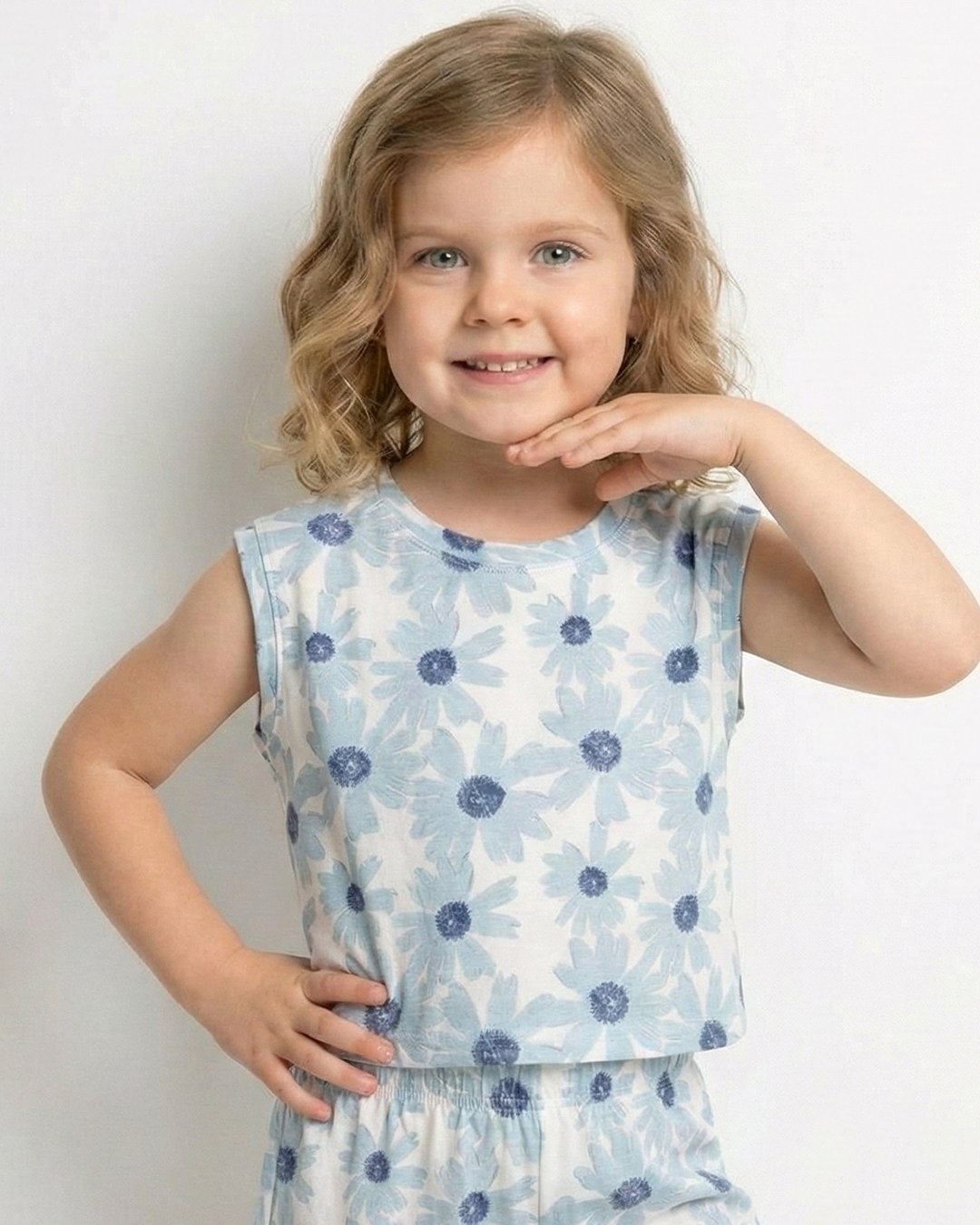 Remera Margarita Flores Azul