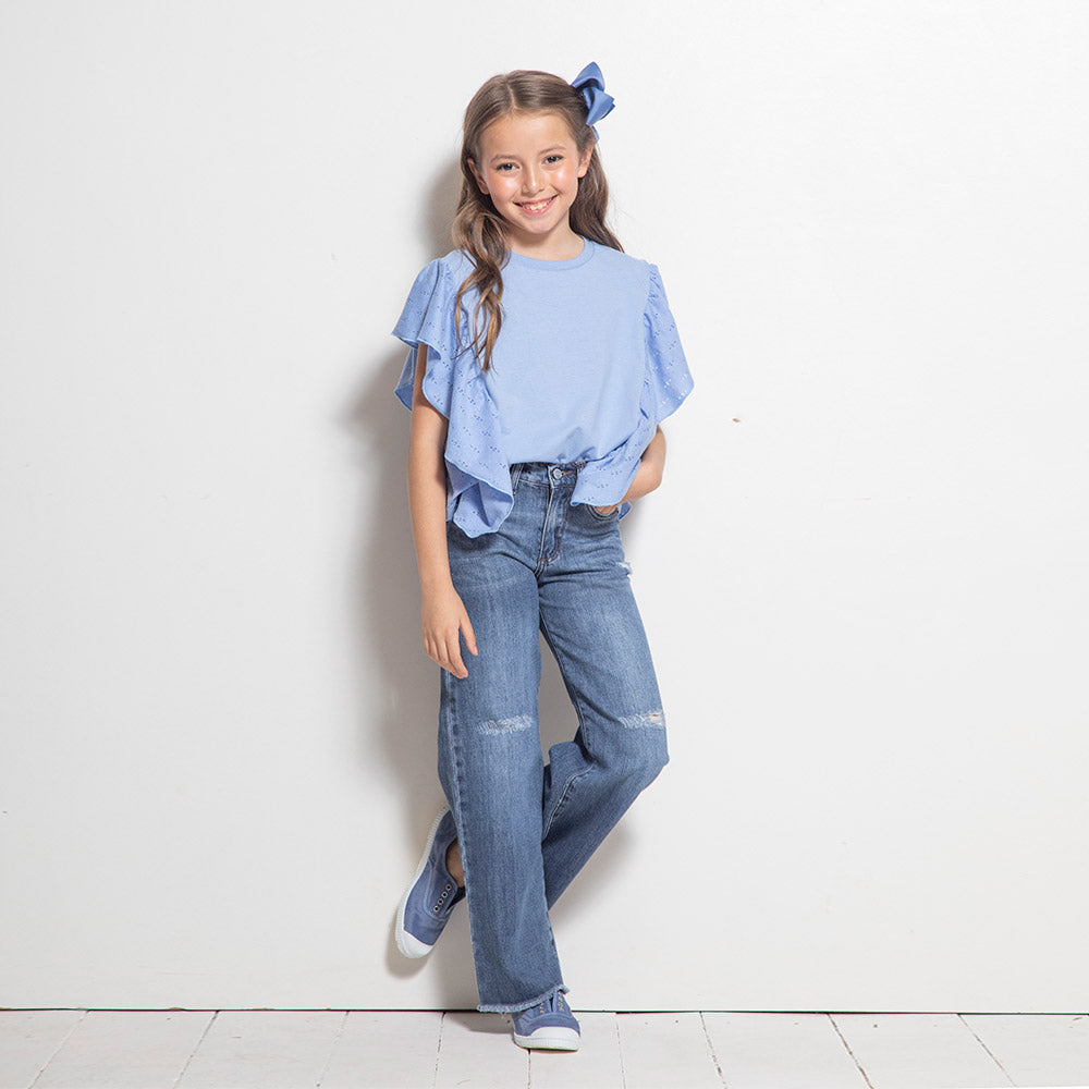 Jeans campana claro roto