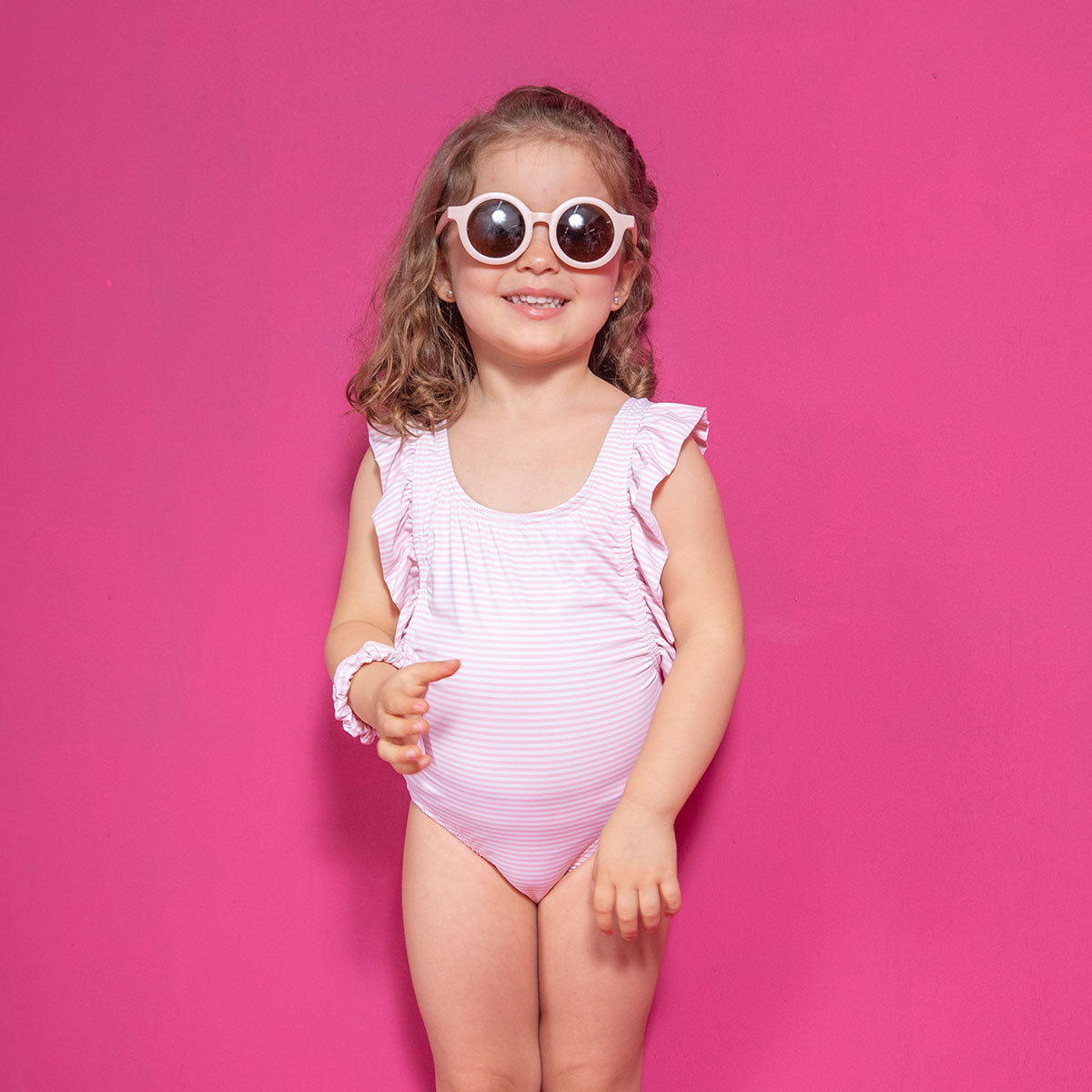 Malla con moño rayas rosa