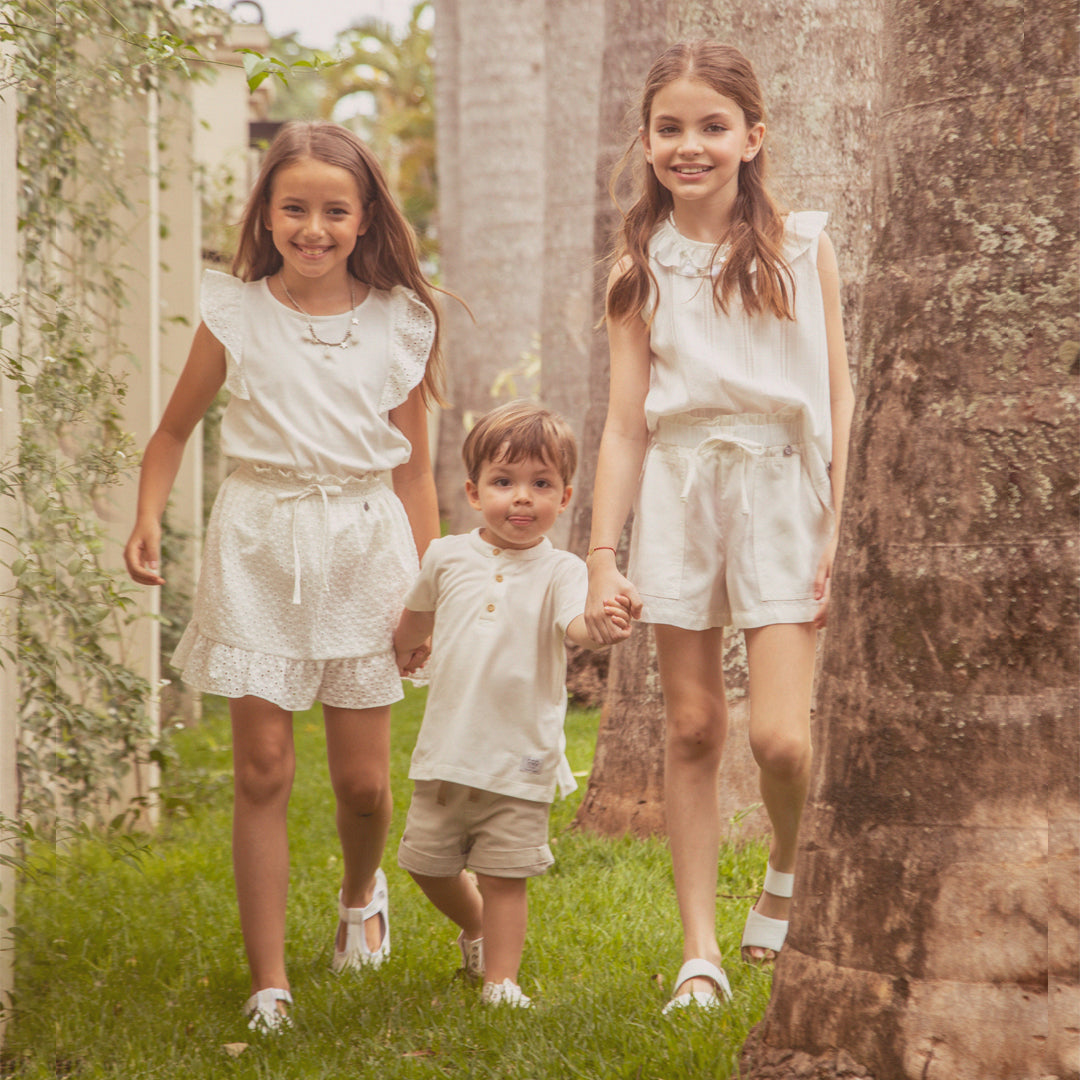 Blusa volado jacquar natural