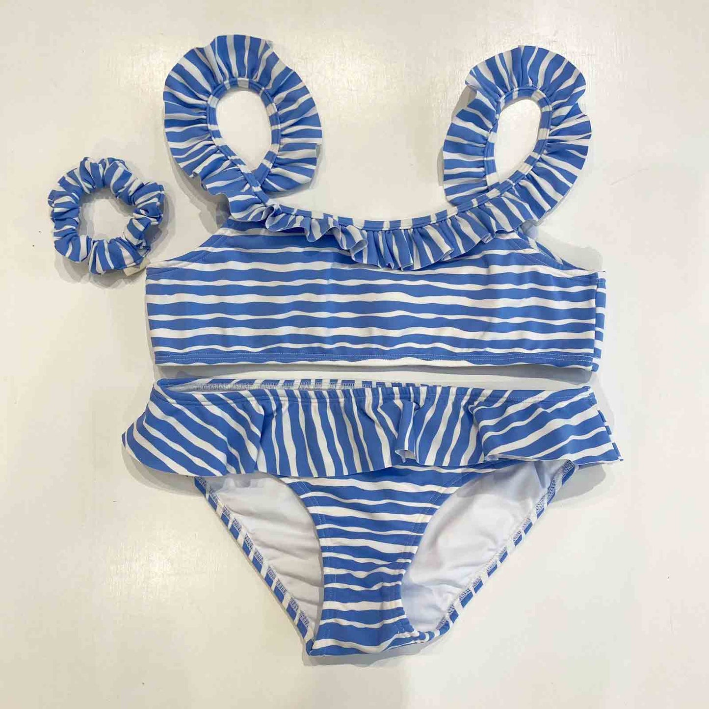 Bikini c/volado rayas azul