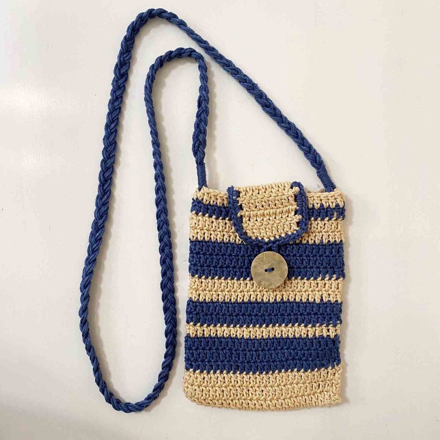 Carterita de hilo azul/beige