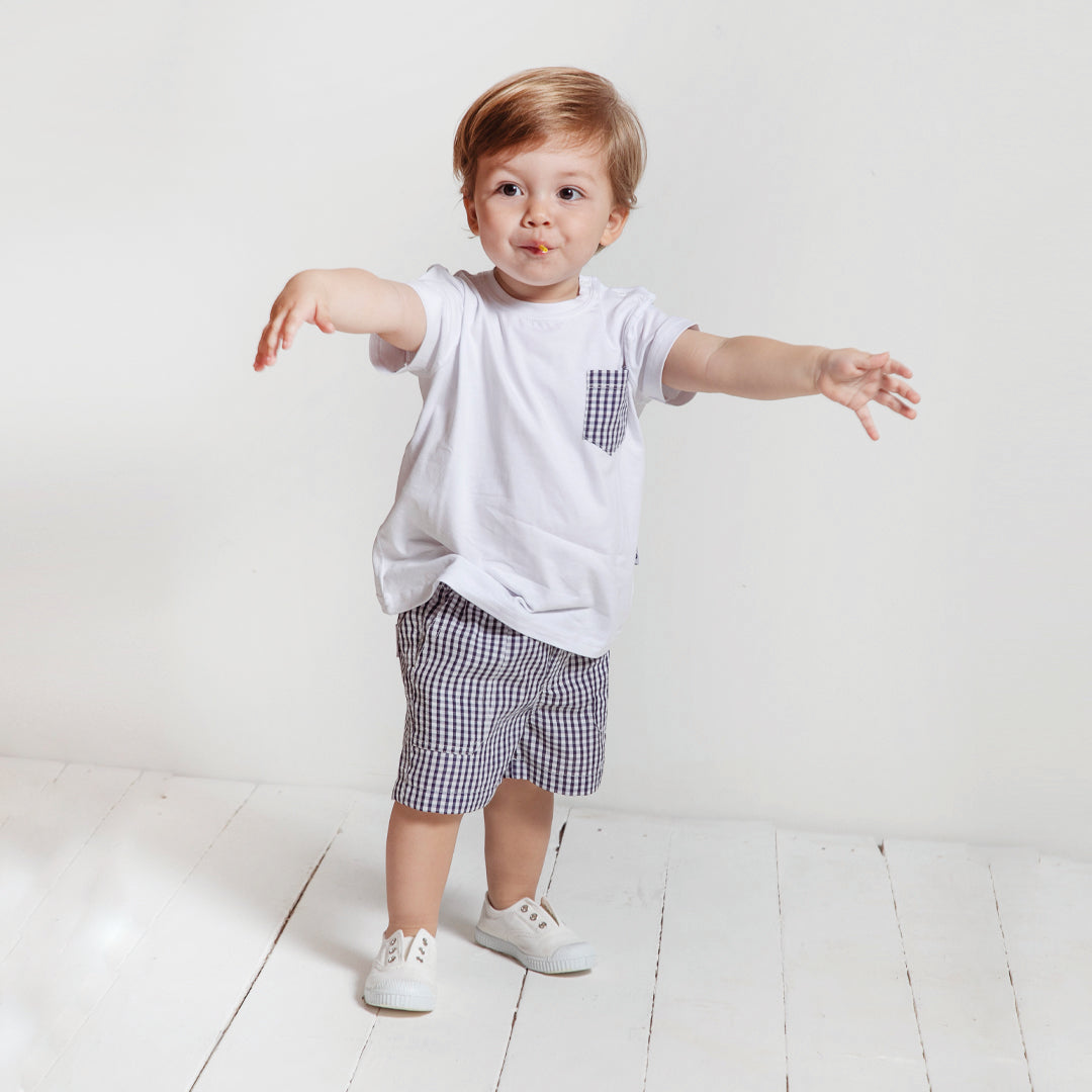 Short bebe vichy azul