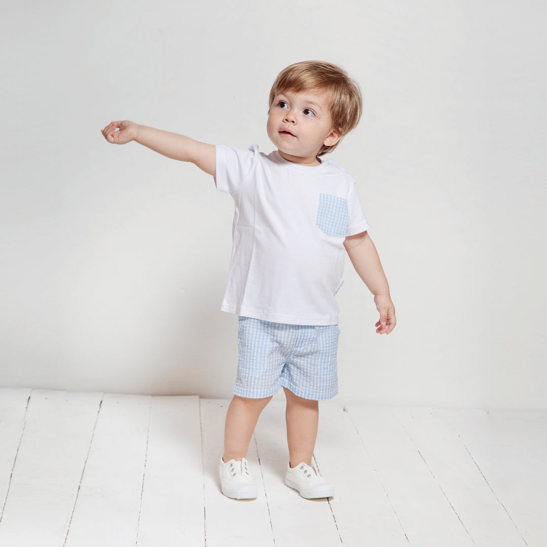 Short bebe vichy celeste