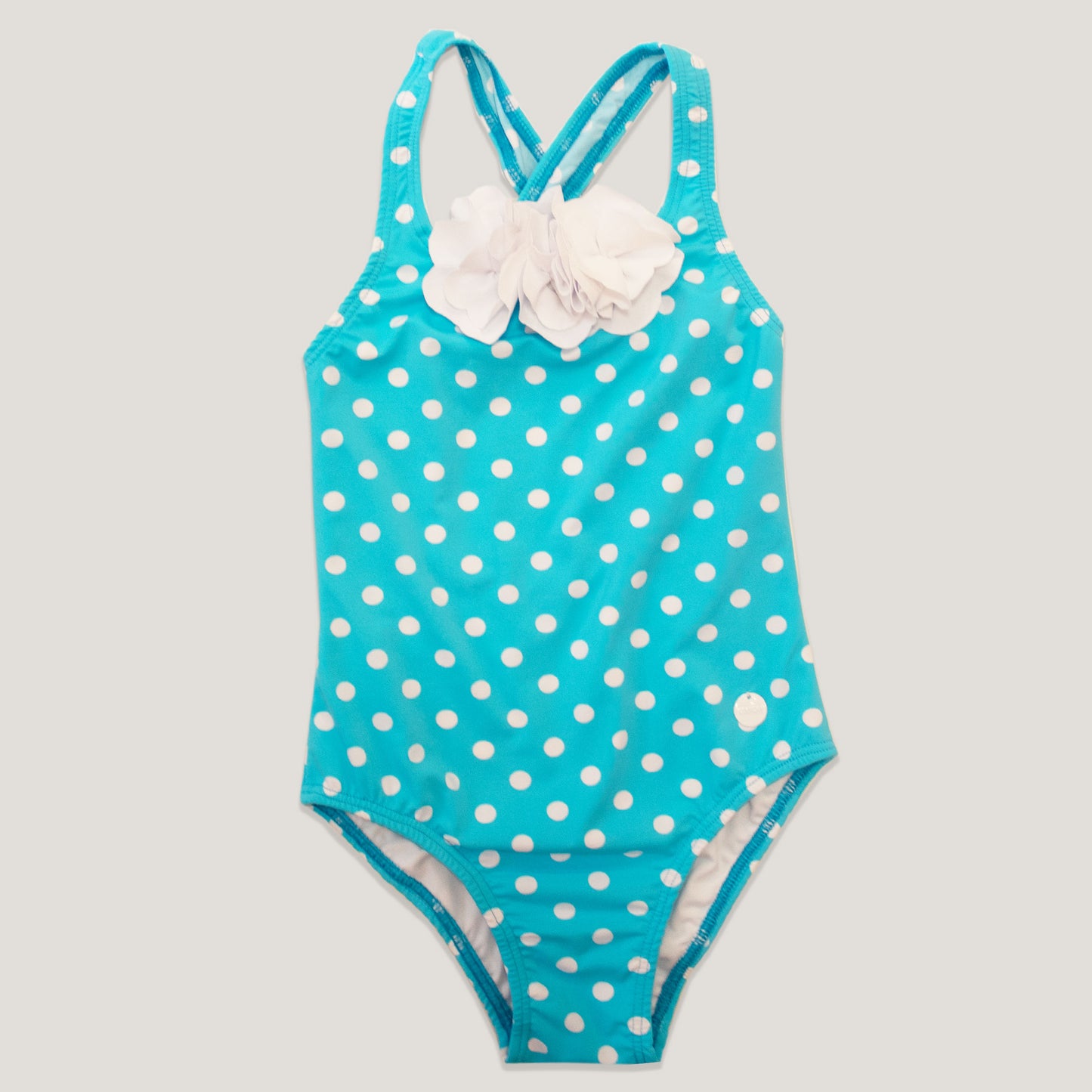 Malla motas blancas con apliques de flores