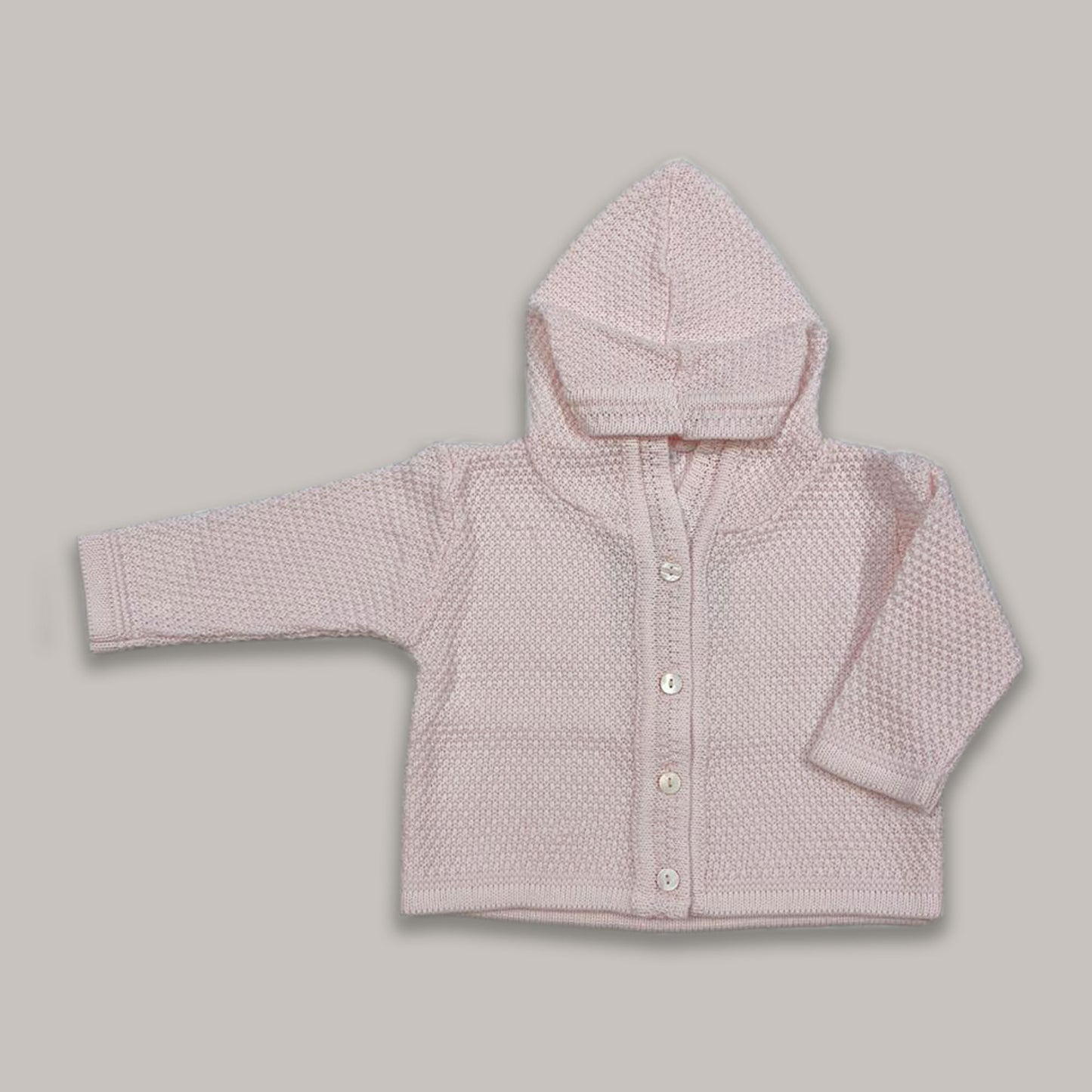 Saquito con capucha rosa