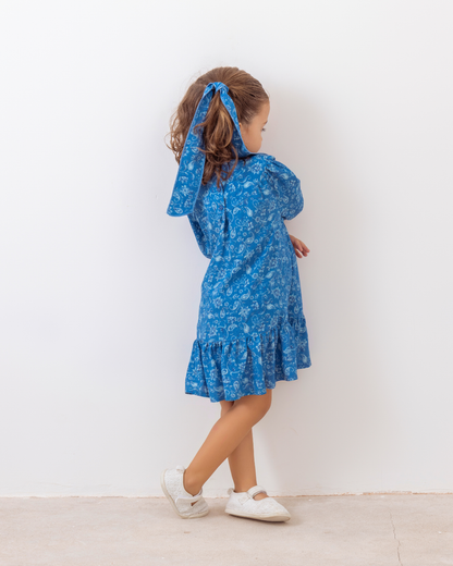 Vestido Azucena Floral Azul Denim
