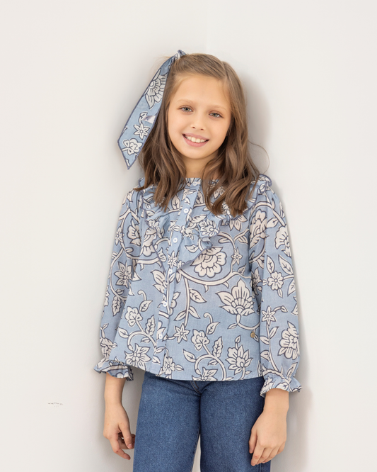 Camisa Renate Flores Azul Vintage