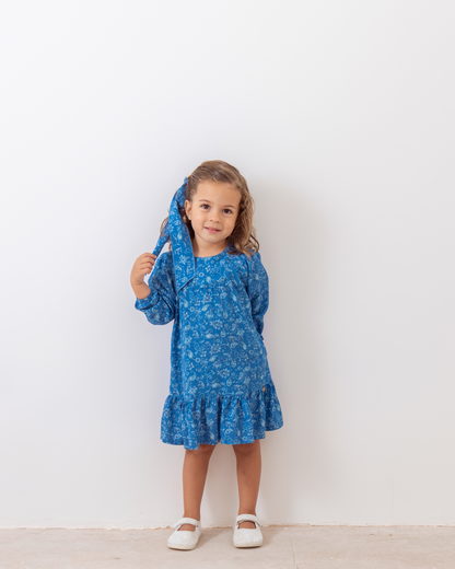 Vestido Azucena Floral Azul Denim