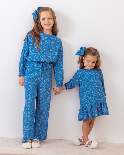Vestido Azucena Floral Azul Denim