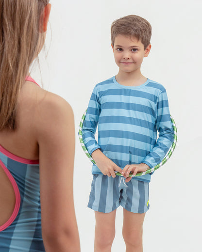 Remera De Playa Rayas Petroleo