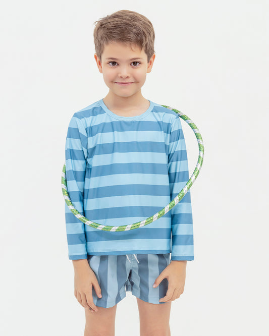 Remera De Playa Rayas Petroleo