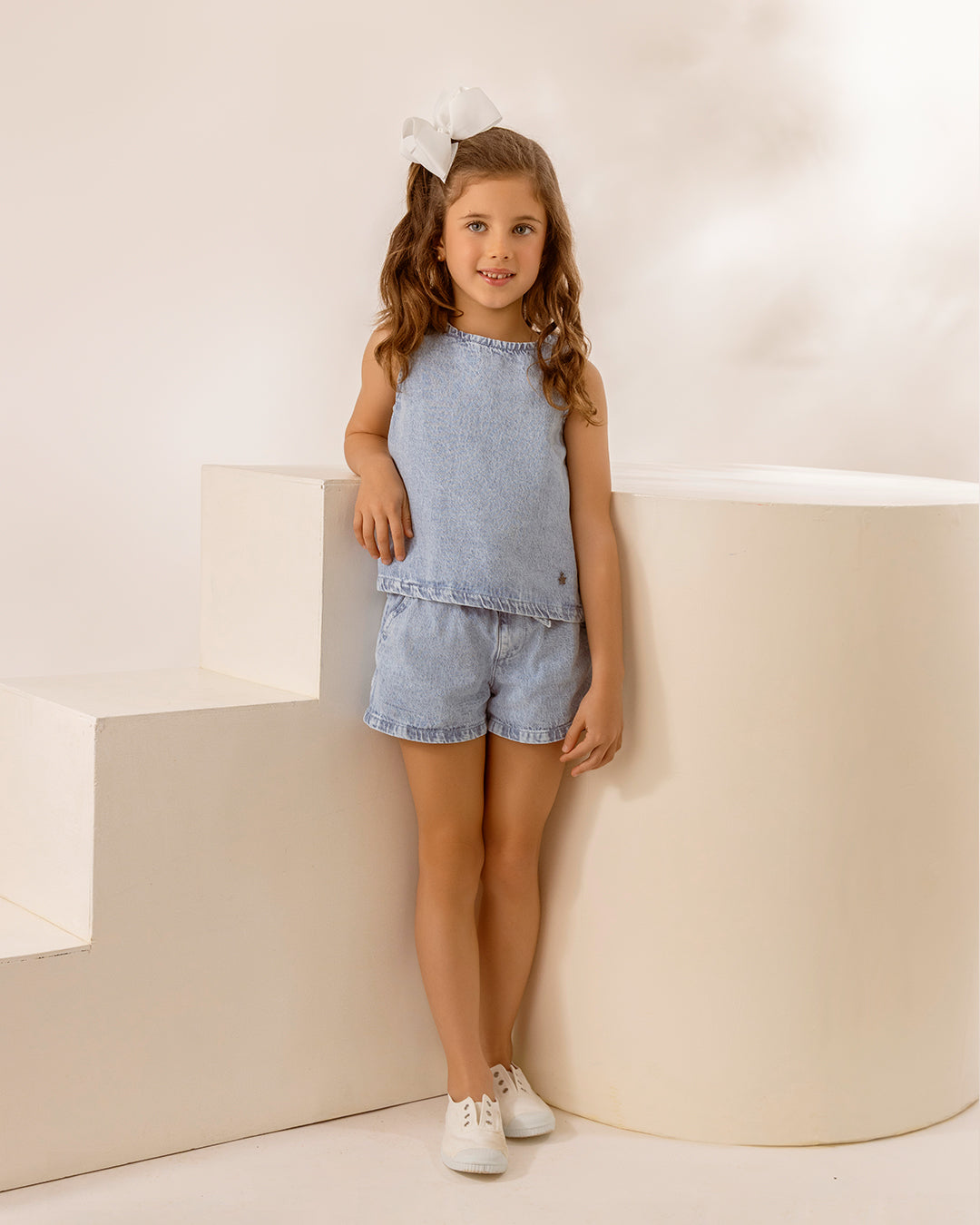 Blusa Pao Denim Celeste