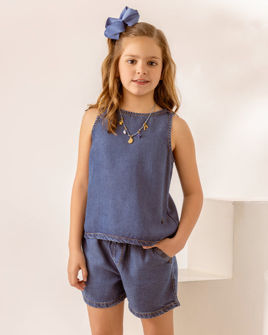 Blusa Pao Denim Azul