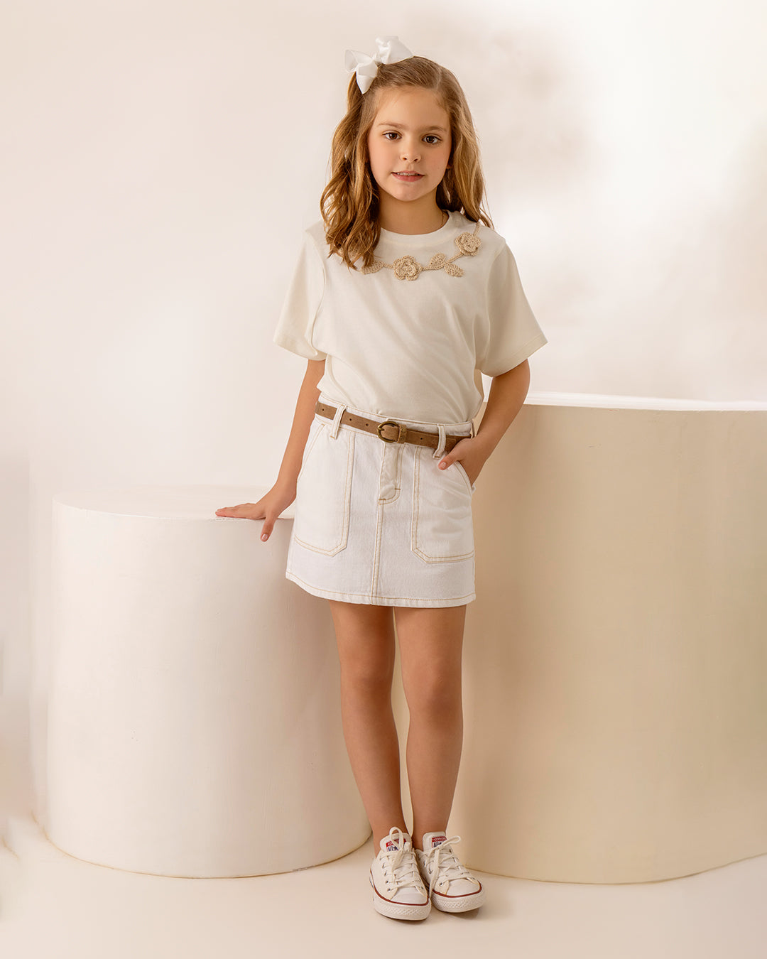 Pollera Denim Pauli Blanca
