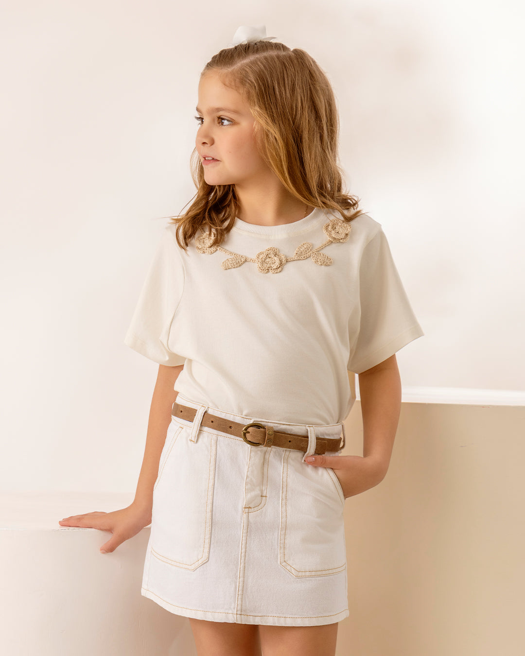 Remera Monica Crochet Beige