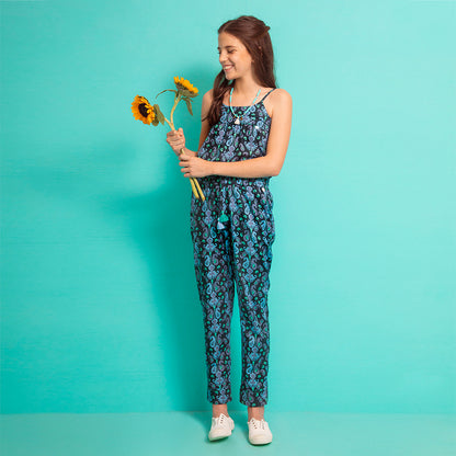 Babucha fluor estampada azul
