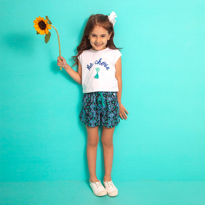 Short mar estampado azul