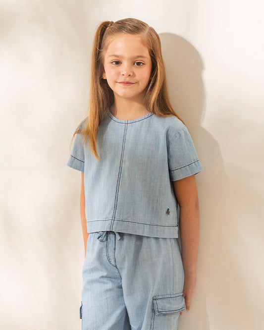 Blusa Ana Denim Celeste