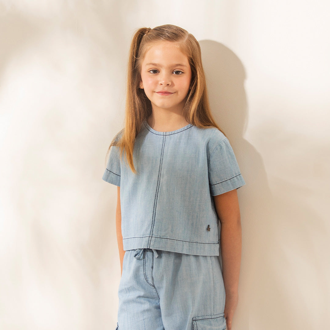 Blusa Ana Denim Celeste