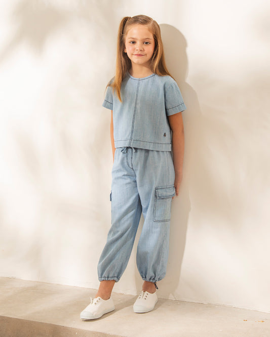 Babucha Ana Denim Celeste