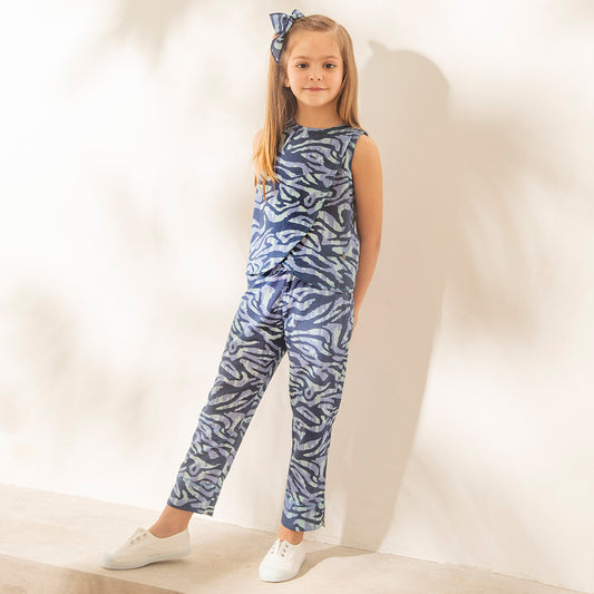 Babucha Lucia Print Azul y Aqua