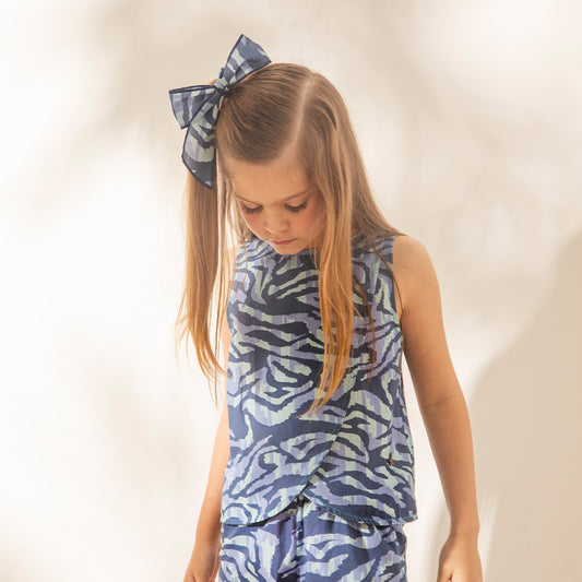 Lazo Anarruga Rayas Print Azul Y Aqua
