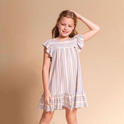 Vestido Canesu rayas gris natural